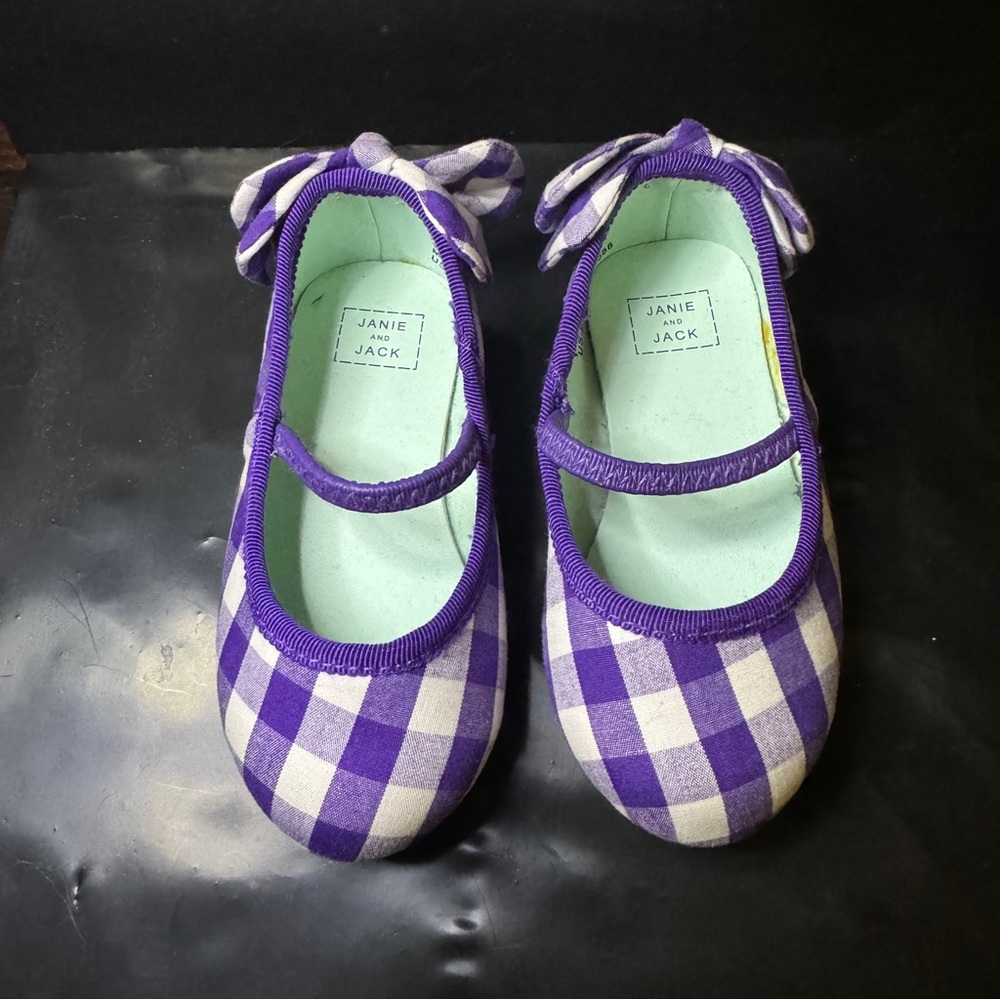 NWOT Janie and Jack Baby Girl Ballet Flats with Strap and Heel Bows